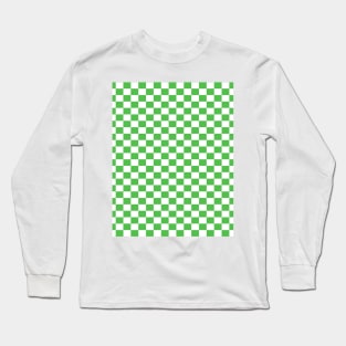 checkered Green and White Long Sleeve T-Shirt
